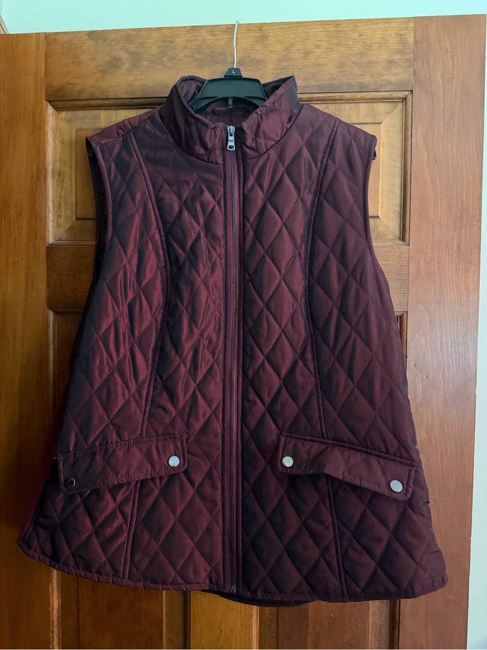 Westport Womens 2X Burgundy Quilted Puffer Vest Full Zip Plus Size